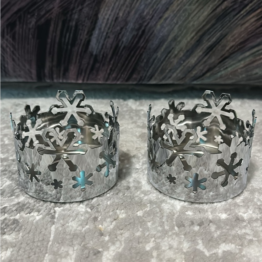 PartyLite Metallic Snowflake Candle Holders